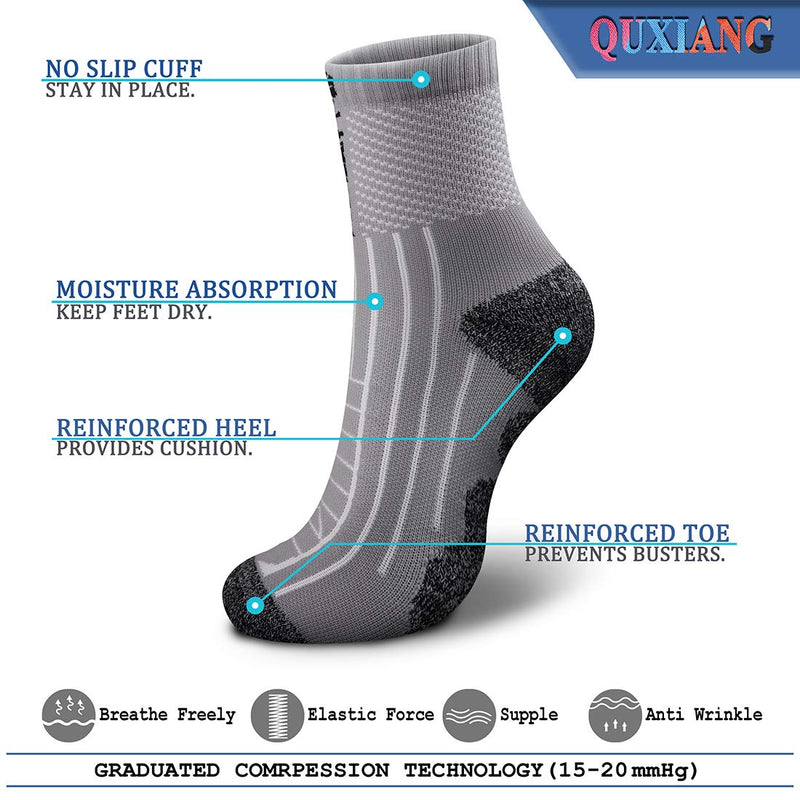 [Australia] - QUXIANG Compression Socks for Women & Men Circulation 3/6/7 Pairs Arch Ankle Support 15-20 mmHg Best for Running Cycling Large-X-Large 04-black/White/Orange 