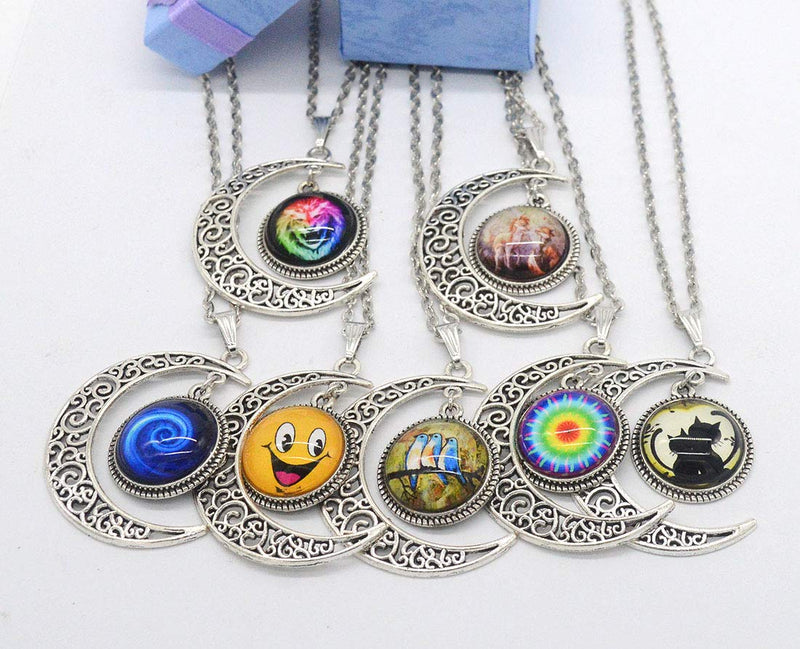 [Australia] - Moon Galaxy Glass Necklace Nebula Universe Pendant Space Galaxy Jewelry 