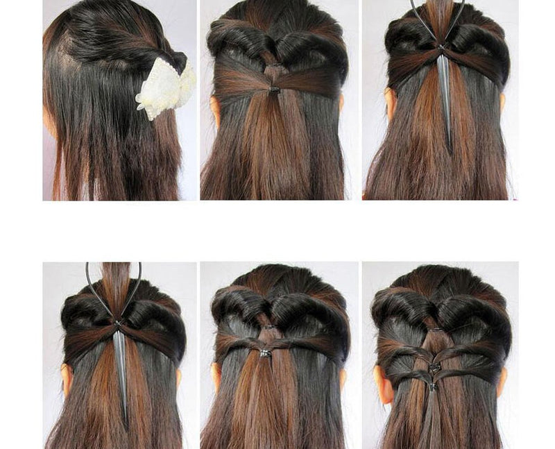 [Australia] - 2PCS 1 Large +1 Small Black Hair Styers Styling Hairdressing Accessories Hair Pull Needle Dish Braid Ponytail Maker Braiding Tool for Women Lady Girls 