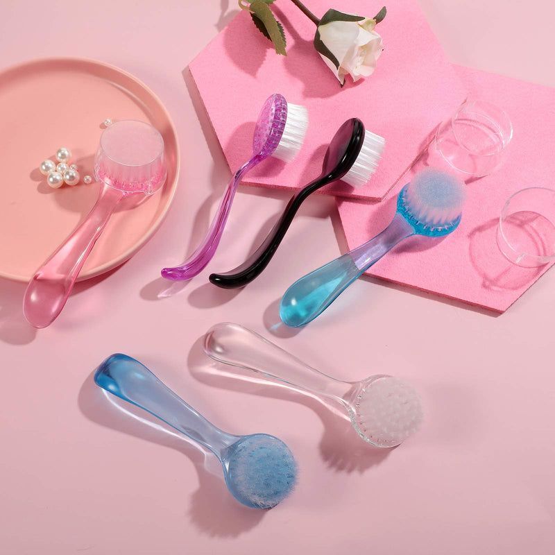 [Australia] - 6 Pieces Facial Cleansing Brush Soft Bristle Facial Brush Scrub Exfoliating Facial Brush with Acrylic Handle, Face Wash Scrub Exfoliator Brush for Face Care Makeup Skincare Removal 
