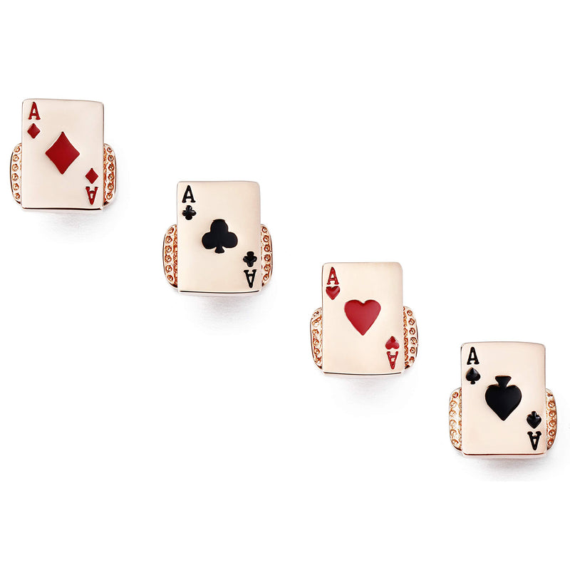 [Australia] - HAWSON Rose God Poker Cufflinks Tuxedo Studs Set for Men 