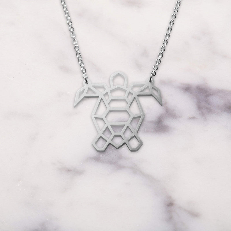 [Australia] - La Menagerie Turtle Silver Origami Jewelry & Silver Geometric Necklace – 925 Sterling Plated Silver Necklace & Turtle Necklaces for Women – Turtle Necklace for Girls & Origami Necklace 