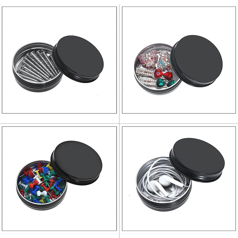 [Australia] - AQSXO 2 oz black tins with lids, Round Aluminum Cans, for Candles,Cosmetic, Lip Balm, 20Pcs. 