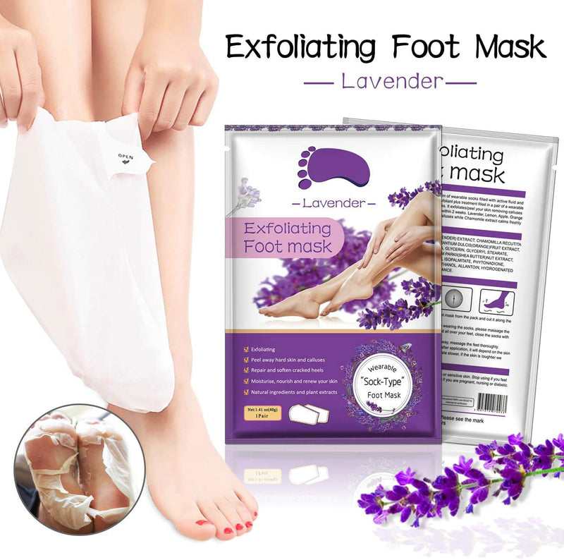 [Australia] - 3 Pairs Foot Peel Mask, Exfoliating Foot Mask Remove Calluses & Dead Skin Cells, Peel second day, Completely within 4-7 days (lavender) (3 PCS) 