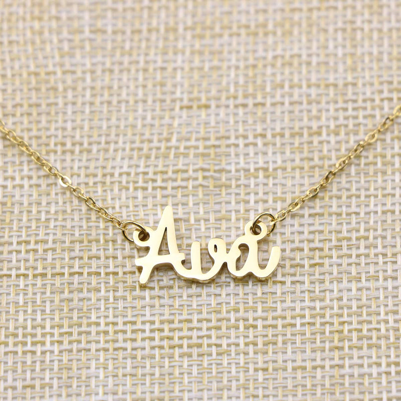 [Australia] - Yiyang Personalized Name Necklace 18K Gold Plated Stainless Steel Pendant Jewelry Birthday Gift for Girls Ava 