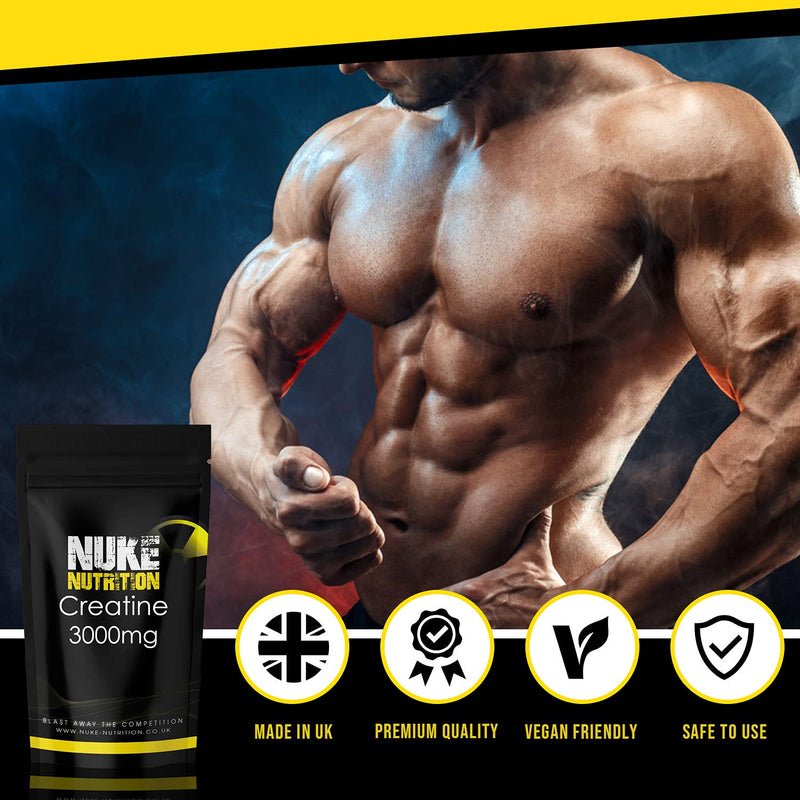[Australia] - Nuke Nutrition Creatine Tablets 3000mg - 60 Tablets - Pure Creatine Monohydrate Supplements to Boost Muscle Mass, Bulk & Strength - Excellent Pre Workout for Men & Women - Boost Energy & Performance 60 Count (Pack of 1) 