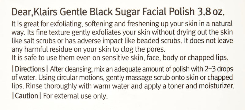 [Australia] - Dear, Klairs, Gentle Black Sugar Facial Polish, 110grams 