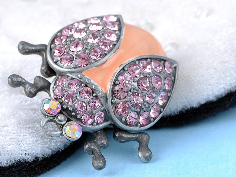 [Australia] - Alilang Fun Rose Pink Crystal Rhinestone Ladybug Insect Jewelry Pin Brooch 