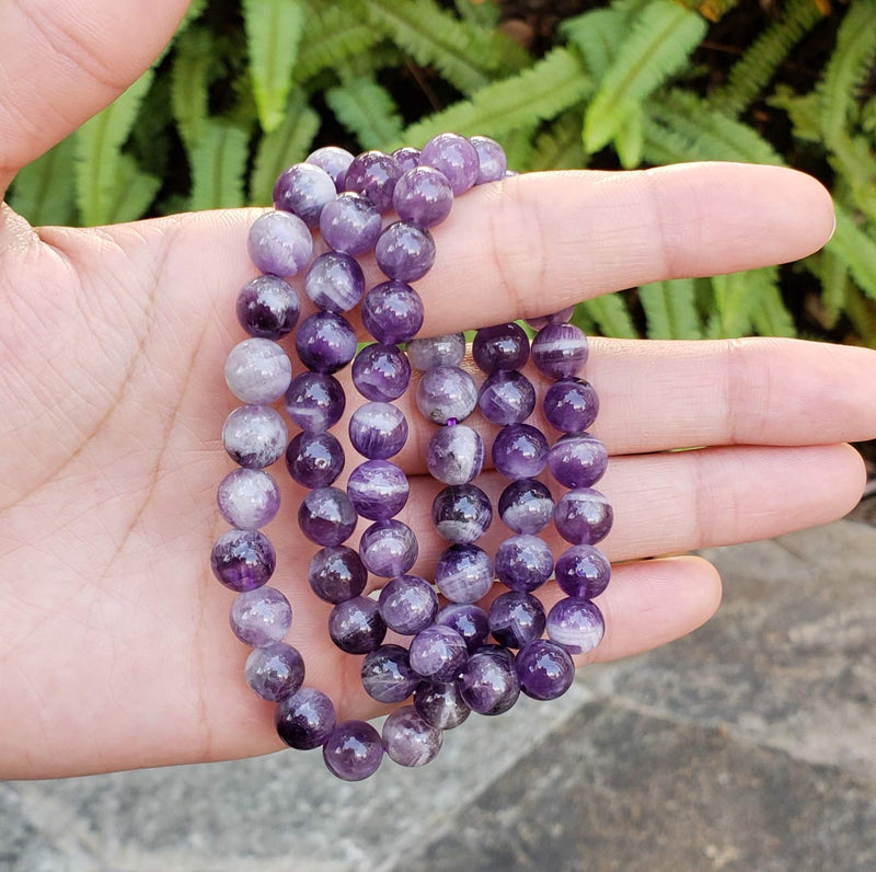 [Australia] - Adabele Natural Gemstone Bracelet 7" 7.5" 8 inch Stretchy Chakra Gems Stones 8mm (0.31") Beads Healing Crystal Quartz Jewelry Women Men Girls Gifts 7.0 Inches amethyst 