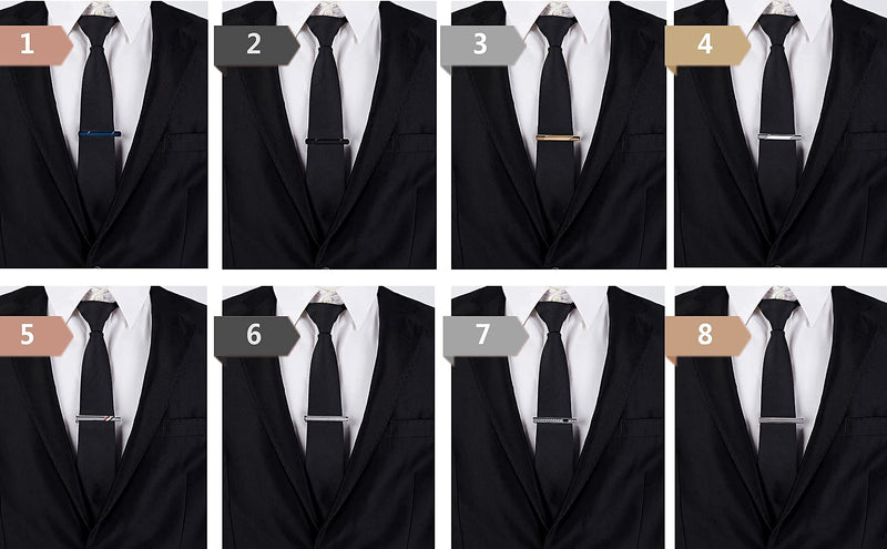 [Australia] - EvmAsaLQ 8Pcs Tie Clips for Men,Black Gold Blue Silver Tie Bar Clip Set for Regular,Tie Bar Clip is a Gift for Father,and Lover,Suitable for Wedding Business Gifts 