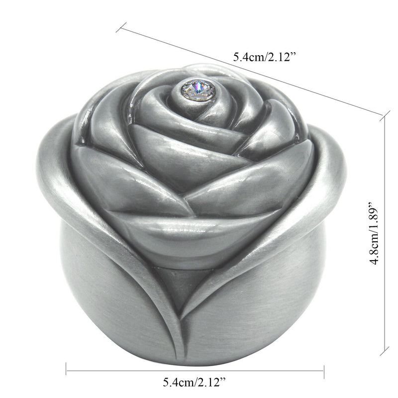 [Australia] - AVESON Vintage Rose Flower Style Antique Women Trinket Jewelry Gift Box Necklace Earrings Ring Storage Case, Sliver, Small 