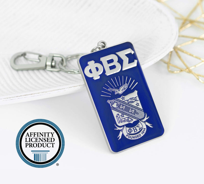 [Australia] - Bad Bananas Phi Beta Sigma Fraternity - Keychain - Classic Letters and Shield - Silver Metal with Enamel Fill - Officially Licensed 