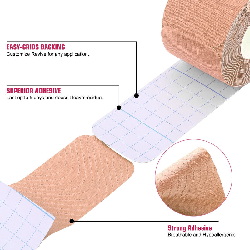 [Australia] - Kinesiology Tape Precut(3 Pack) Elastic Therapeutic Sports Tape Water Resistant Athletic Tape for Knees, Ankles, Shoulder, Elbow, Pain Relief and Injury Recovery 2 Inch x 16.4 feet Per Roll (Beige) (3 Pack) Beige 