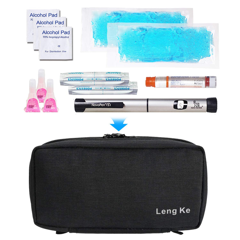 [Australia] - Insulin Cooling Travel Case - Portable Diabetic Supplies Organizer Cooler Bag with 2 Ice Pack by YOUSHARES (Black) 02 Black 