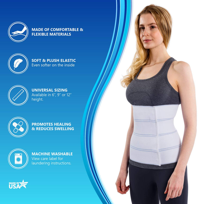 [Australia] - NYOrtho Abdominal Binder Lower Waist Support Belt - Compression Wrap for Men and Women (30" - 45") 4 Panel - 12" 4 Panel - 12" High 30-45 Inch (Pack of 1) 