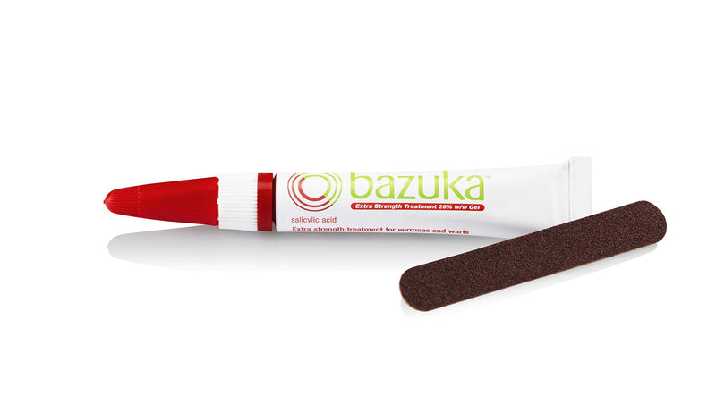 [Australia] - Bazuka Extra Strength Treatment Gel For Effective, Pain-Free Treatment and Removal of Verrucas and Warts. With Emery Board, 6g 