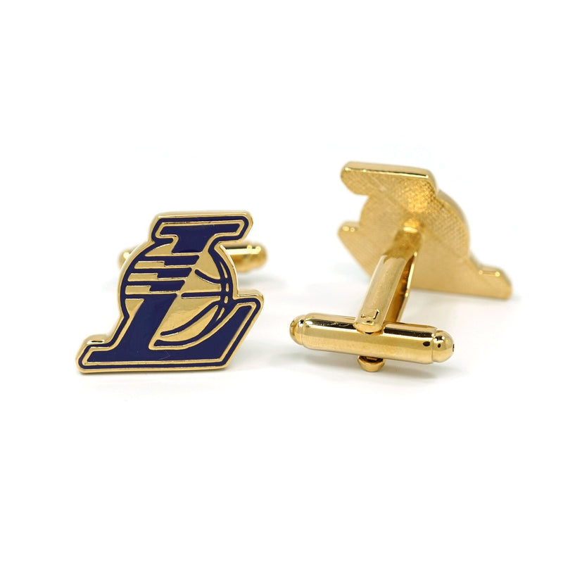 [Australia] - Teri's Boutique LA Lakers Basketball Sports Club Logo Men's Fashion Jewelry Cuff Links w/Gift Box 