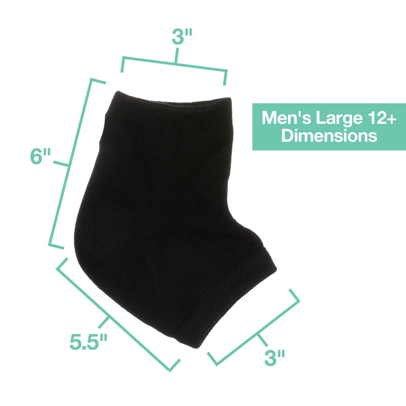 [Australia] - ZenToes Moisturizing Heel Socks 2 Pairs Gel Lined Toeless Spa Socks to Heal and Treat Dry, Cracked Heels While You Sleep (Men's Large 12+, Black) Men's Large 12+ 