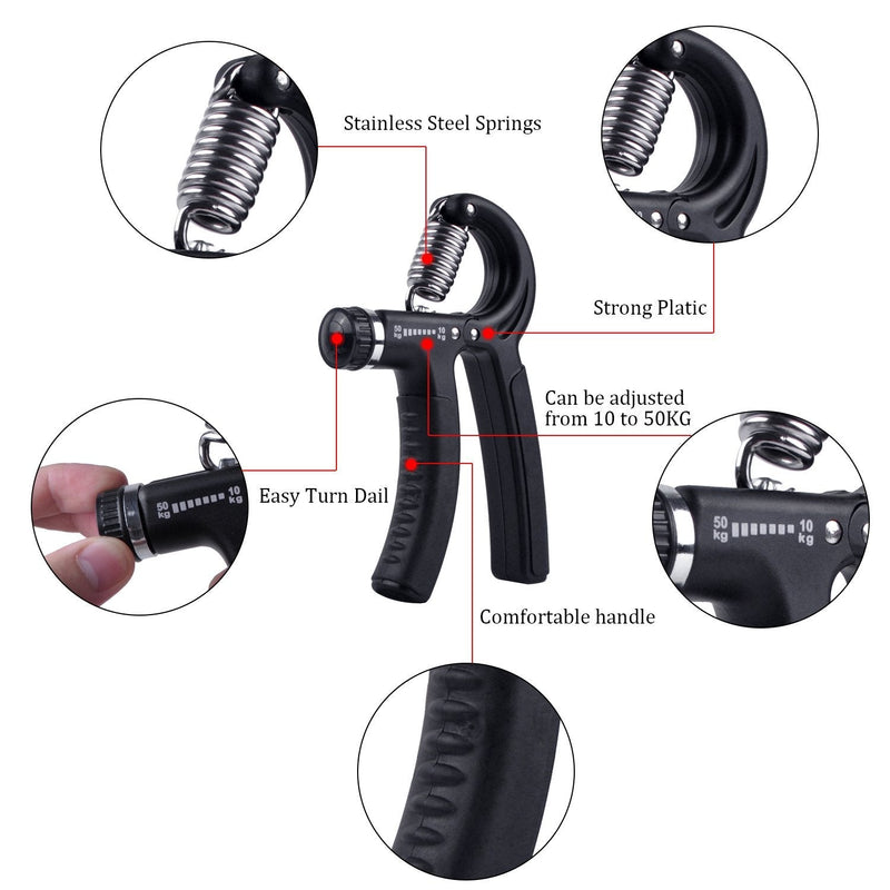 [Australia] - ideapro Hand Grip Strengthener Adjustable Resistance (10-50kg),Hand Grip Exerciser,Forearm Grip, Hand Squeezer, Hand Exercise, Gripper, Finger Strengthener 1 PCS 