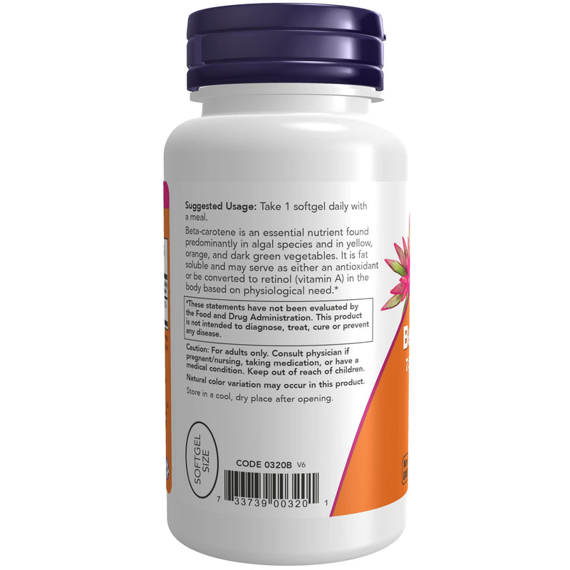 [Australia] - NOW Supplements, Natural Beta Carotene 25,000 IU, Essential Nutrition, 90 Softgels 90 Count (Pack of 1) 