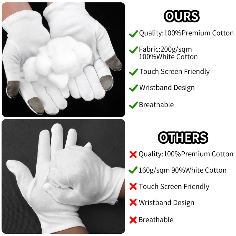 [Australia] - Sibba 2 Pairs Touch Screen Moisturizing Gloves White Cotton Moisturizing Gloves Overnight Bedtime Heal Eczema Sleeping Lotion Hand Spa Treatment Gloves Repair Rough Cracked Dry Chapped Hands Skin 