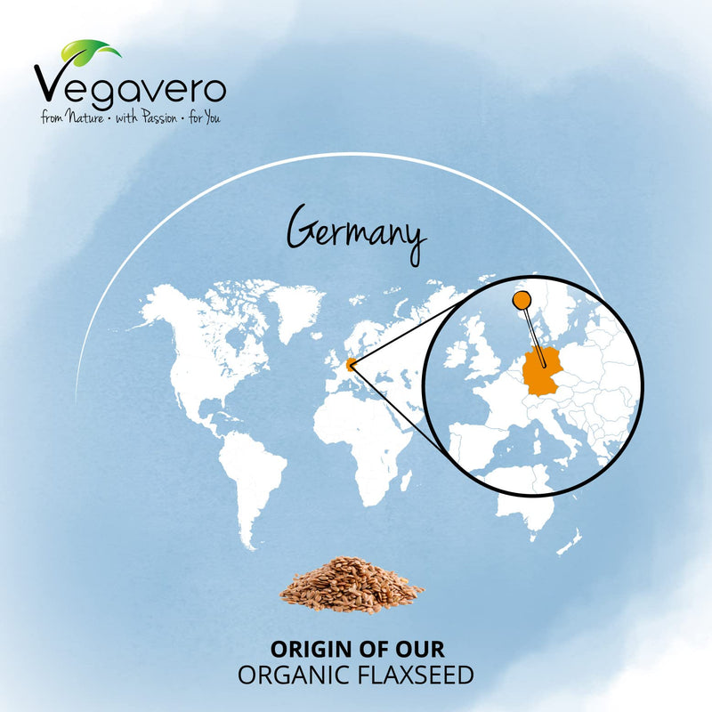 [Australia] - Organic Flaxseed Oil Capsules Vegavero® | 120 Vegan GreenCaps® | 90% Omega 3-6-9 ALA | Cold-Pressed Quality 