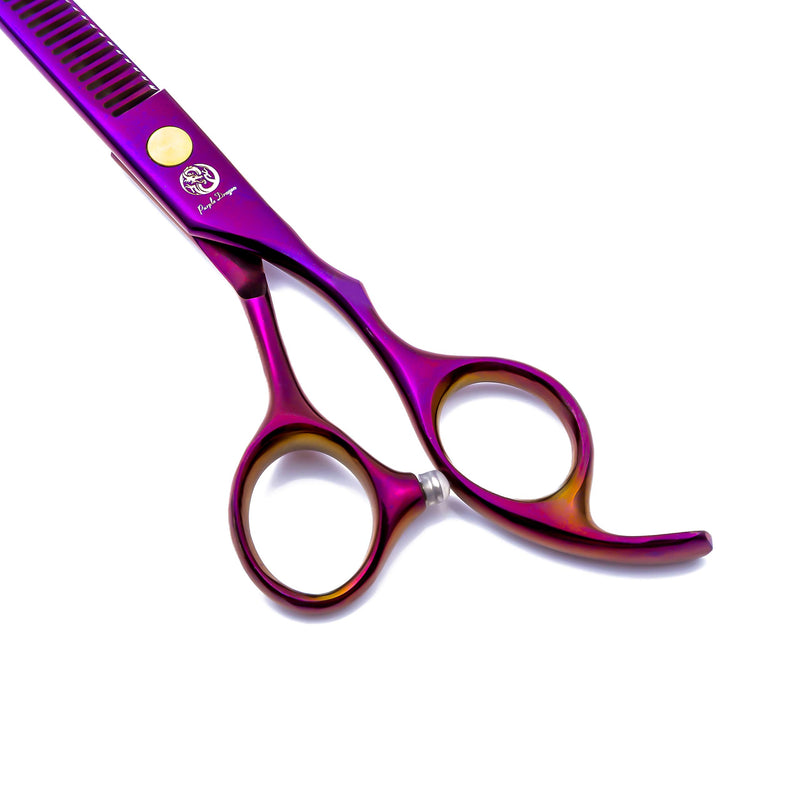 [Australia] - 6.0 inch Purple Hair Cutting Scissors Set with Razor, Leather Scissors Case, Barber Hair Cutting Shears Hair Thinning/Texturizing Shears for Professional Hairdresser or Home Use Set12 