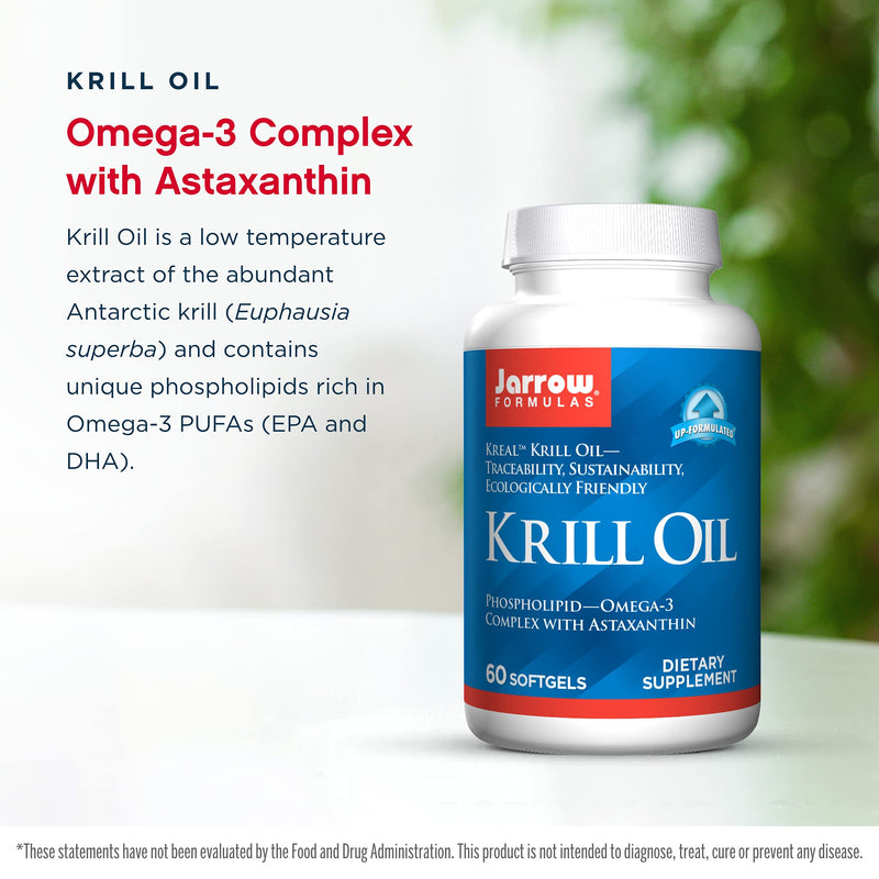 [Australia] - Jarrow Formulas Krill Oil - 60 Softgels - Phospholipid Omega-3 Complex with Astaxanthin - May Support Lipid Management, Brain Function & Metabolism - 30 Servings 60 Count (Pack of 1) 
