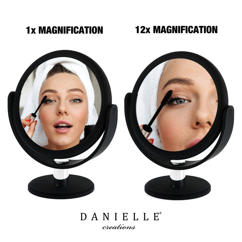 [Australia] - Danielle Two-Sided Makeup Mirror, 12X Magnification, Soft Touch - Midnight Matte 
