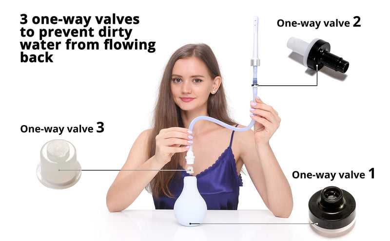 [Australia] - RVDKBULB 2022 New Natural Vaginal Cleansing System with 3 One-Way Valves - Vaginal Douche for Women, 18 inches Long Hose, Free of PVC & Phthalates & BPAs, 12 Fl Oz, White 