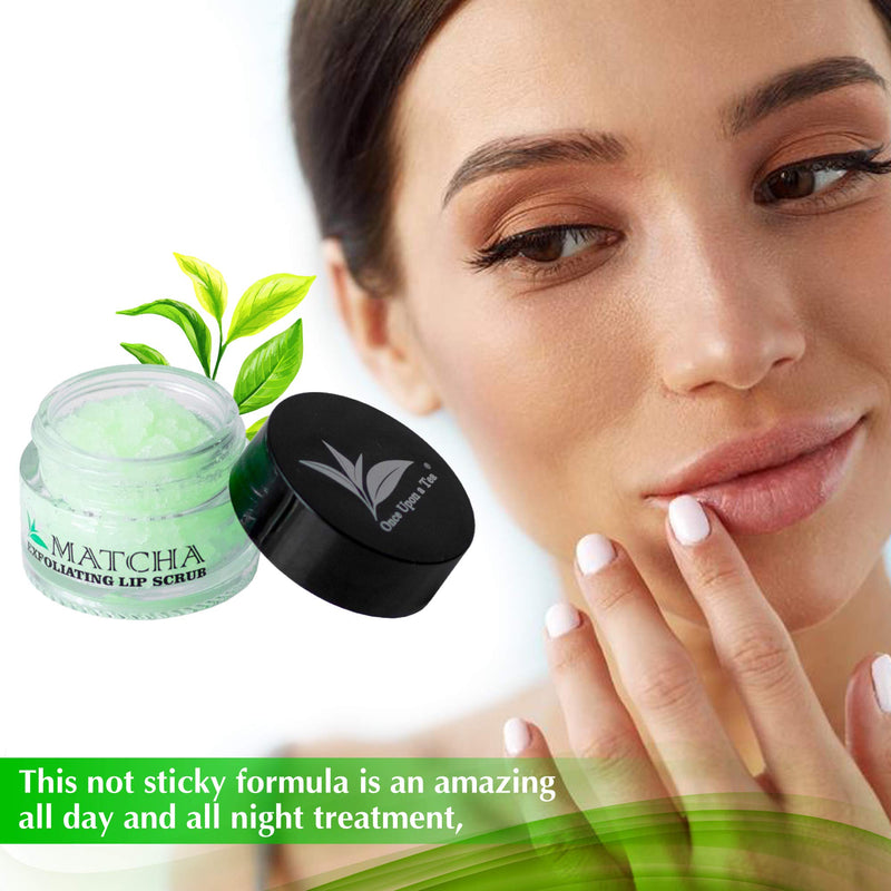 [Australia] - Exfoliating Green Tea Matcha Sugar Lip Scrub, Hydrating Treatment for Dry, Chapped & Cracked Lips, Best Peeling Solution For Plump, Younger Looking Lips, Lip Polish 
