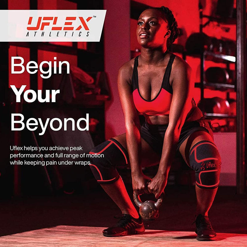 [Australia] - Uflex Athletics (Medium) Knee Compression Sleeve Support for Running, Jogging, Sports, Joint Pain Relief, Arthritis and Injury Recovery-Single Wrap Red M 