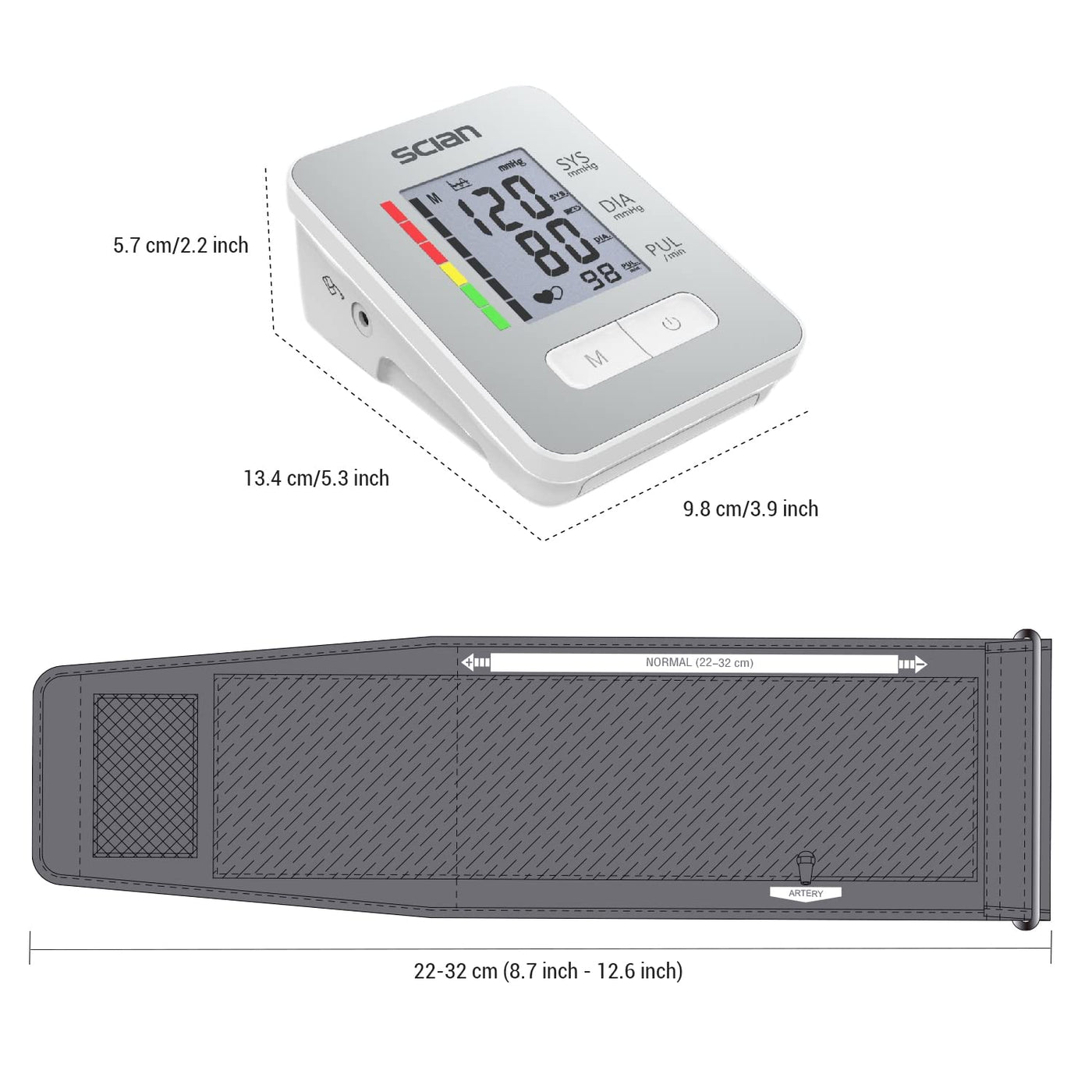 Scian Blood Pressure Monitor Upper Arm with Adjustable Cuff