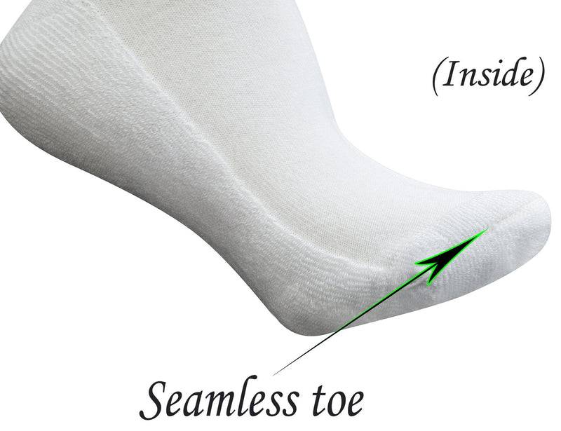 [Australia] - Yomandamor Women's Non-binding Cotton Knee-Hi Diabetic Socks Boot Socks with Cushion Sole and Seamless Toe,4 Pairs L Size 9-11 4 Pairs Solid White 