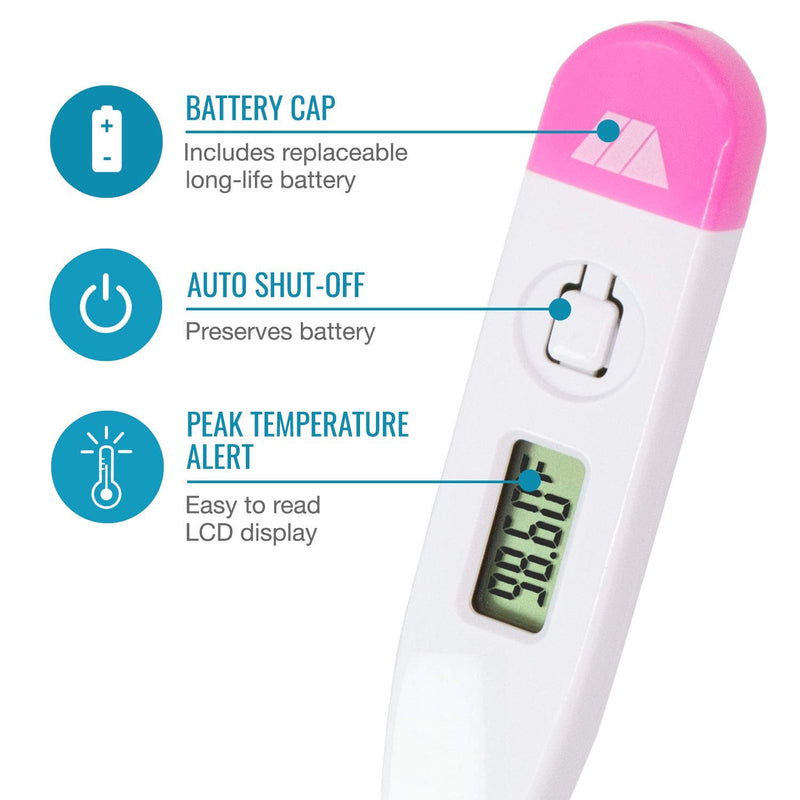 [Australia] - MABIS Digital Basal Body Thermometer for Ovulation Tracking, Fertility, Period Tracking and Natural Family Planning with Beeper and Memory, Oral Use Only 