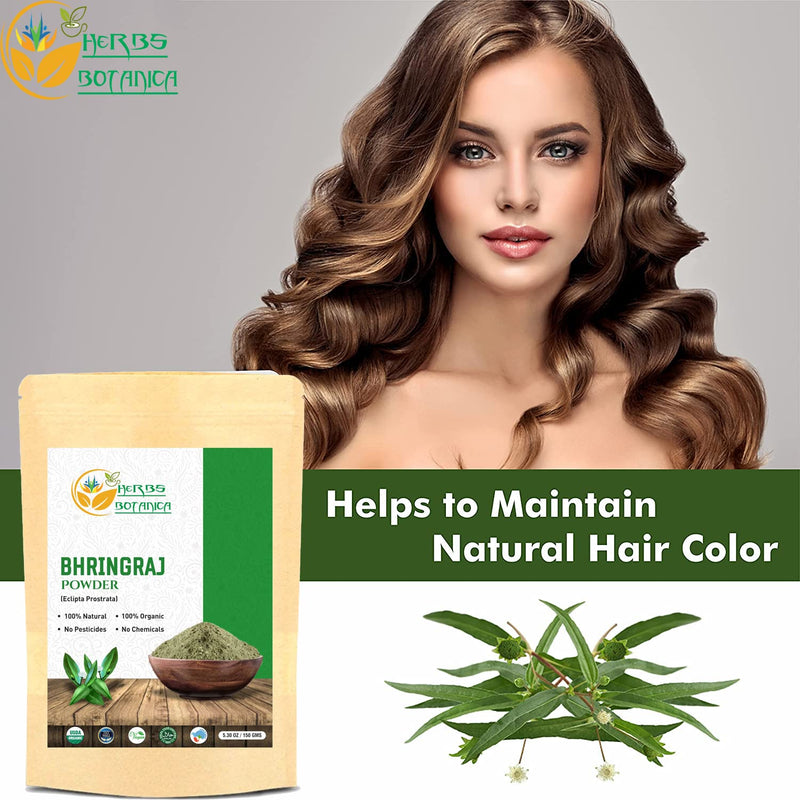 [Australia] - Herbs Botanica 100% Natural Bhringraj Powder | Pure Bhringaraj Eclipta Alba - Promotes Healthy Hair Growth (150 gm (0.33 lb) 5.3 Oz Bringraj Powder For Hair Growth Ayurvedic Powder 
