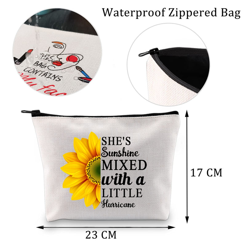 [Australia] - MYSOMY She's Sunshine Mixed with a Little Hurricane Makeup Bag Sunflower Cosmetic Bag Sunflower Lover Gifts (Makeup Bag) 