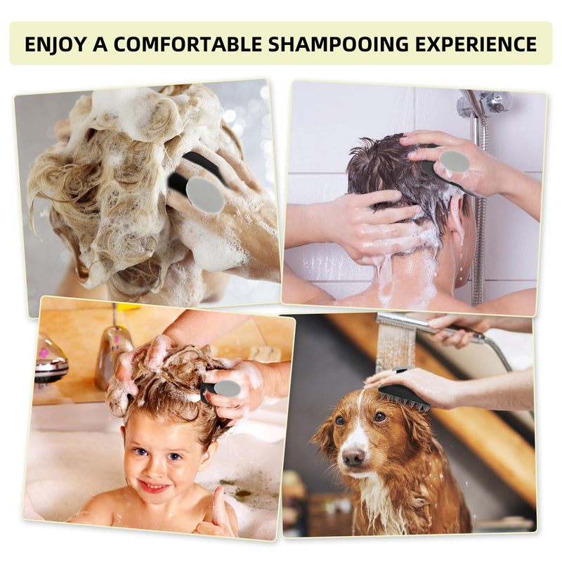 [Australia] - Scalp Massager Shampoo Brush, Soft Hard Silicone Shampoo Scrub Brush for Hair Care Growth Clean, Wet and Dry Hair Head Massager, Reduce Dandruff, Massage Scalp Black 