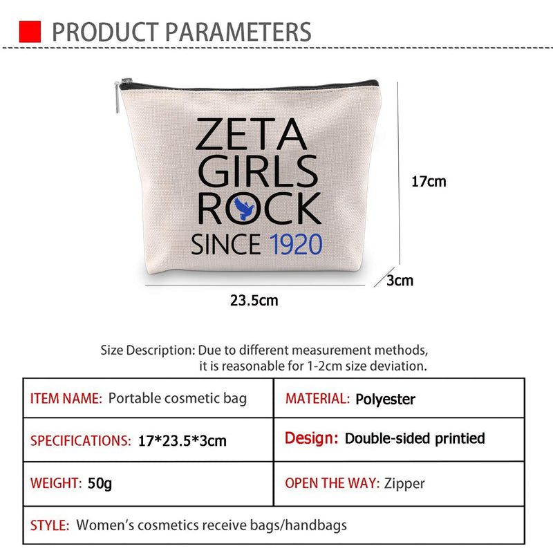 [Australia] - G2TUP Finer Women Sorority Cosmetic Bag Zeta Girls Rock Since 1920 Sorority Paraphernalia for Sorority Sister (Zeta Girls Rock) 