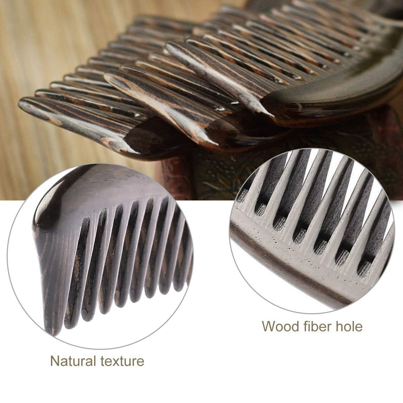 [Australia] - Eqlef Comb Wooden, Wide Tooth Comb Curly Hair Black Ebony Comb Smooth Round Handle 