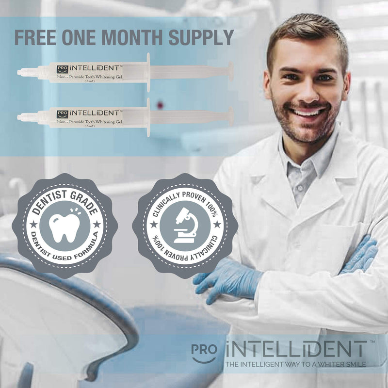 [Australia] - Teeth Whitening Kit with LED Light - Pro Intellident Advanced Gel & Stain Remover - Longer Lasting Results Than Whitening Strips or Activated Charcoal - Ideal Tooth Whitener for Sensitive Teeth Teeth Whitening Kit 