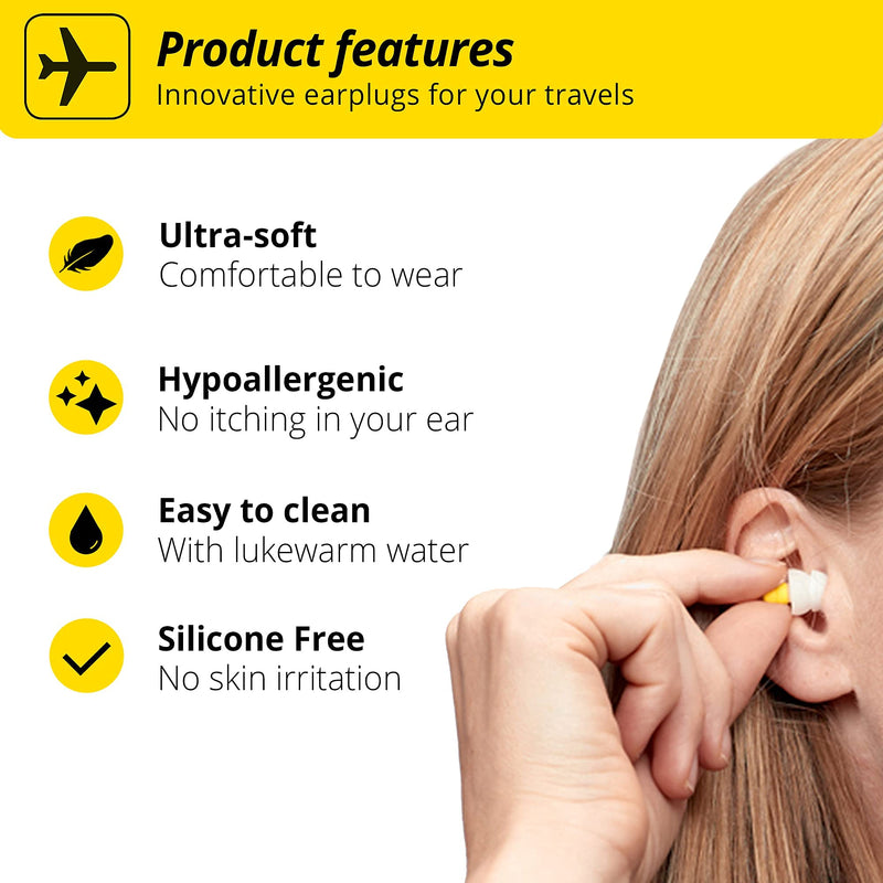 [Australia] - Alpine FlyFit Airplane Pressure Relief Earplugs 100x Reusable Hygienic Flying Plugs Prevent Ear Pain & Reduce Noise for Adults - Plane Travel Hearing Protection with Hypoallergenic Ultra Soft Filter 