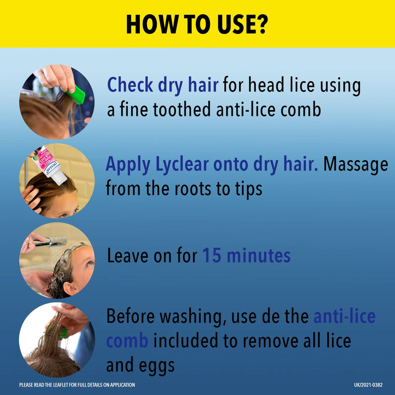 [Australia] - Lyclear Original Lotion Head Lice Treatment + Head Lice Comb – Kills Head Lice & Eggs – Easy to Apply - Effective in Just 15 Minutes – 100 ml Lotion Format 