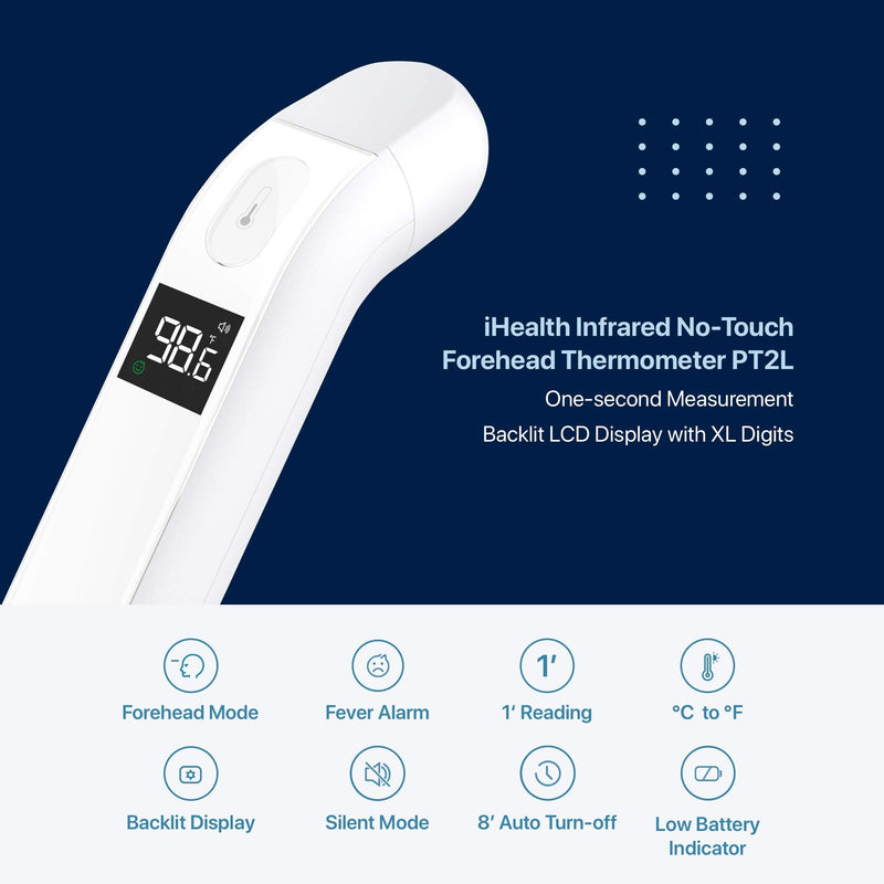 [Australia] - iHealth Forehead Thermometer for Adults, The Non Contact Infrared Baby Thermometer for Fever, Medical Thermometer with Fever Alarm and Sound Switch, Digital Infrared Thermometer for Home 