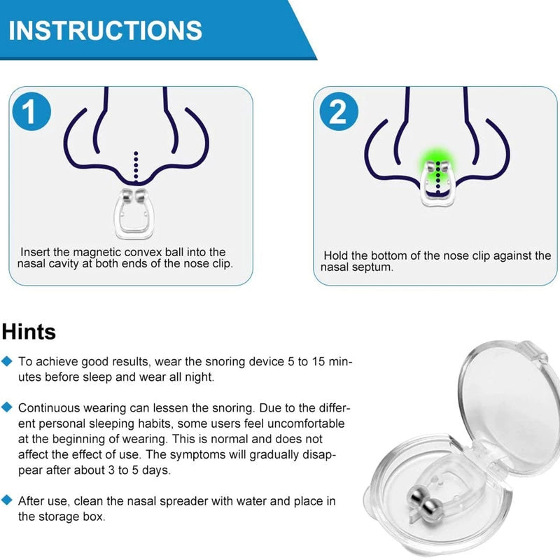 [Australia] - Genérico Anti Snoring Devices, Silicone Magnetic Nose Clip 4-Pack, Snore Stopper, Confortable Nasal to Relieve Snore, Solution, Stop Snoring, Device, for 