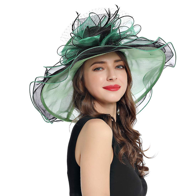 [Australia] - Women's Organza Church Derby Fascinator Cap Kentucky Tea Party Wedding Hat 11a-geen 