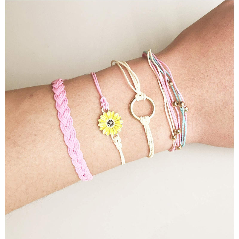 [Australia] - Wave Waterproof Anklets Bracelets for Women Teens Girls Kids Vsco Bracelets Anklet Handmade Strand Braided Sunflower Anklets 11pcs Wave Anklet Bracelet 