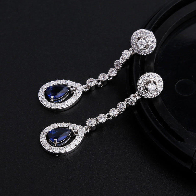 [Australia] - GULICX AAA Cubic Zirconia CZ Silver Plated Base Women's Party Jewelry Set Earrings Pendant Necklace 