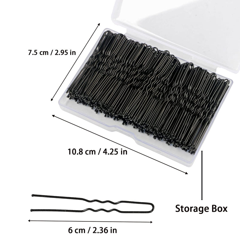 [Australia] - 200PCS Hair Pins for Buns,Black Hair Grips U Shape Bobby Pins, Bun Clips for Long Hair Thick Hair, Hair Accessories for Women Bun Maker for Wedding, Bride,Hairdressing, with Storage Box (Black) Black 