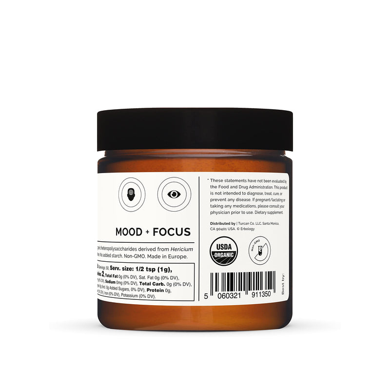 [Australia] - 100% Organic Lion's Mane Mushroom Powder 50g - 32% Beta-glucans - Calm and Focus - Hericium Erinaceus - Small Batch - Sustainably Grown in Europe - Vegan - Non-GMO - No Added Fillers 